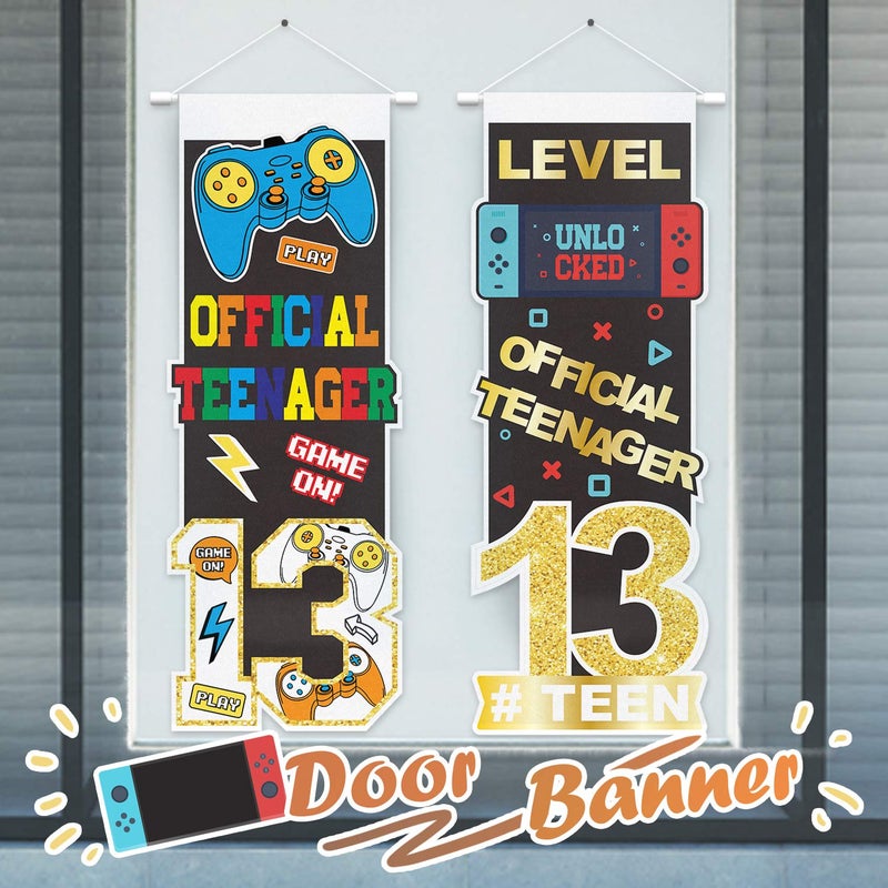 PAKBOOM Official Teenager Thirteen Birthday Game Door Banner Happy 13th Birthday Hanging Yard Porch Sign 13 Years Old Party Decorations Supplies - Image 1